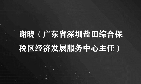 谢晓（广东省深圳盐田综合保税区经济发展服务中心主任）
