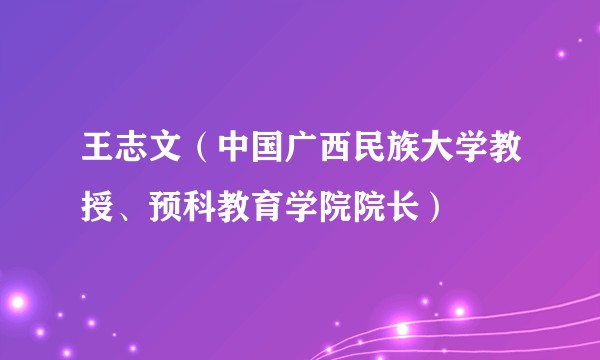 王志文(中国广西民族大学教授、预科教育学院院长)