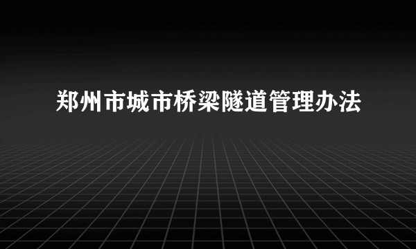 郑州市城市桥梁隧道管理办法