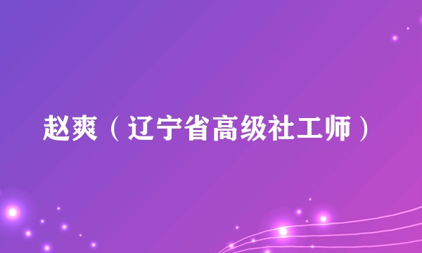 赵爽(辽宁省高级社工师)