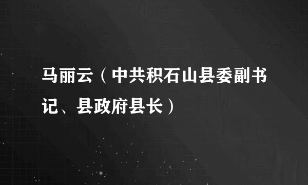 马丽云（中共积石山县委副书记、县政府县长）