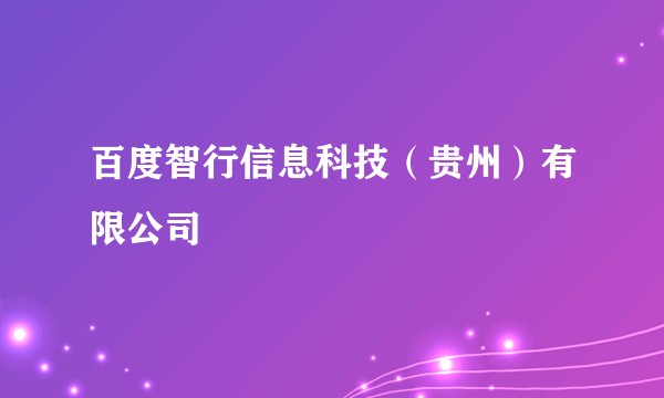 百度智行信息科技(贵州)有限公司