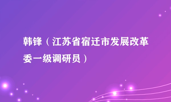 韩锋（江苏省宿迁市发展改革委一级调研员）