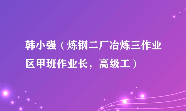 韩小强（炼钢二厂冶炼三作业区甲班作业长，高级工）