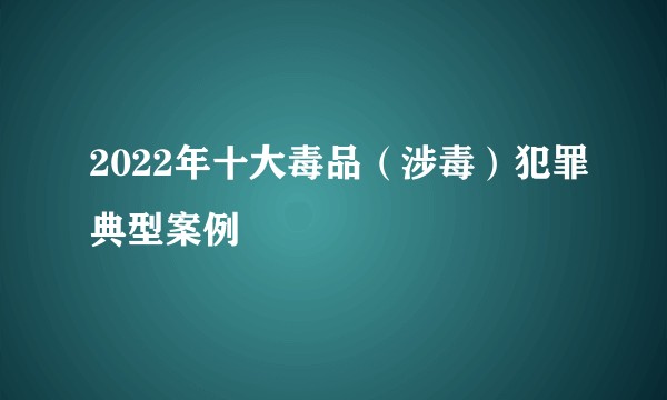 2022年十大毒品（涉毒）犯罪典型案例
