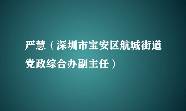 严慧（深圳市宝安区航城街道党政综合办副主任）