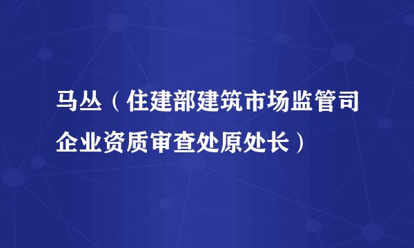 马丛（住建部建筑市场监管司企业资质审查处原处长）
