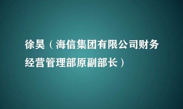 徐昊（海信集团有限公司财务经营管理部原副部长）
