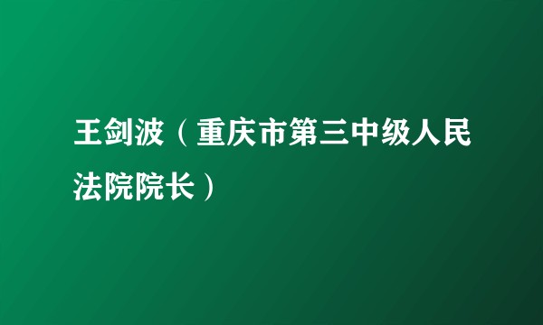 王剑波（重庆市第三中级人民法院院长）