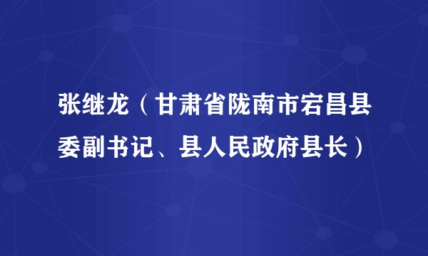 张继龙（甘肃省陇南市宕昌县委副书记、县人民政府县长）