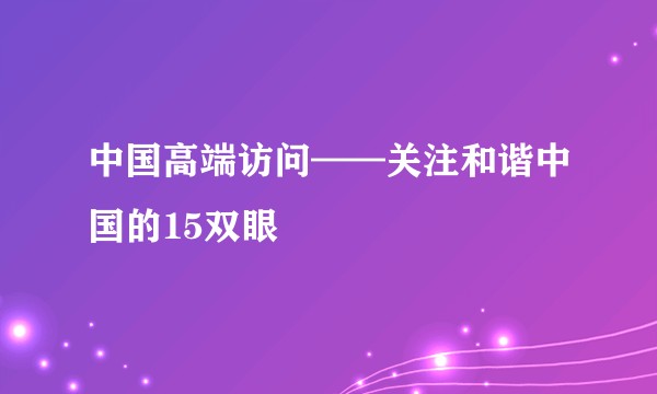 中国高端访问——关注和谐中国的15双眼