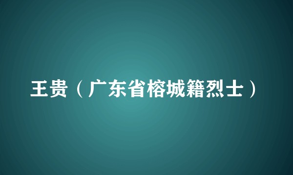 王贵（广东省榕城籍烈士）