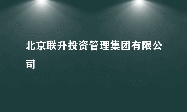 北京联升投资管理集团有限公司