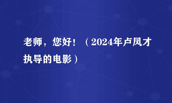 老师，您好！（2024年卢凤才执导的电影）