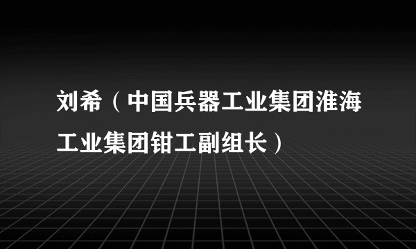 刘希（中国兵器工业集团淮海工业集团钳工副组长）