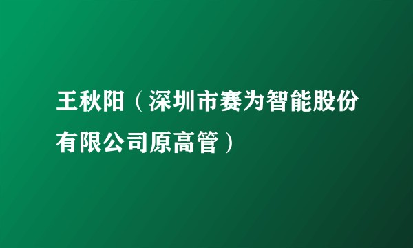 王秋阳（深圳市赛为智能股份有限公司原高管）