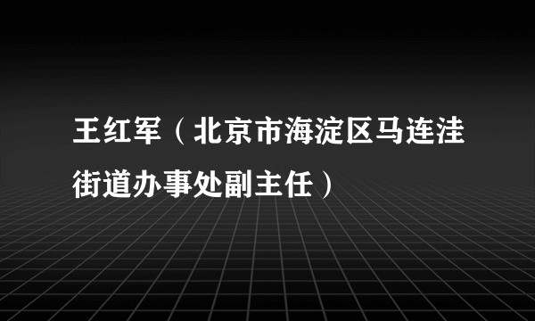 王红军（北京市海淀区马连洼街道办事处副主任）