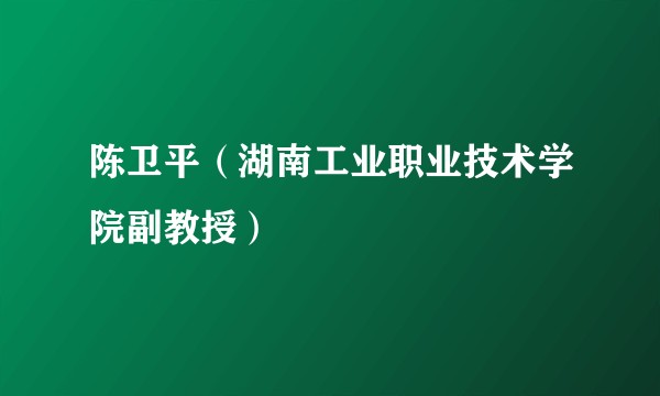 陈卫平（湖南工业职业技术学院副教授）