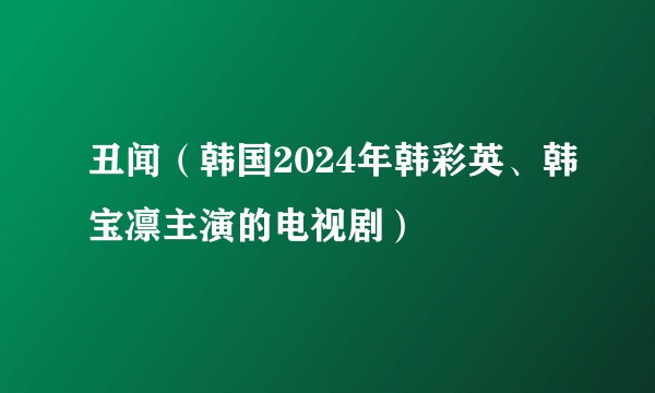 丑闻（韩国2024年韩彩英、韩宝凛主演的电视剧）