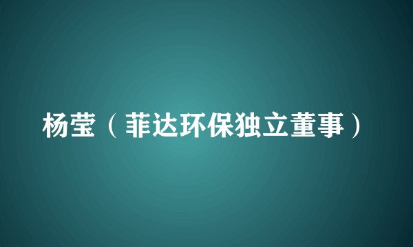杨莹（菲达环保独立董事）