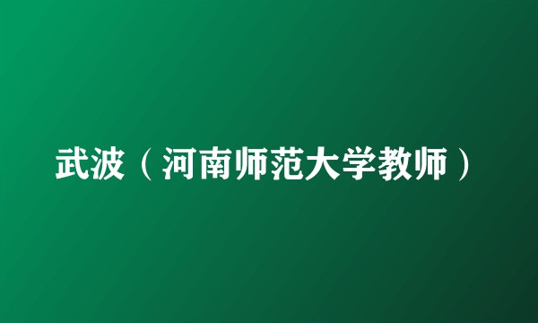 武波（河南师范大学教师）