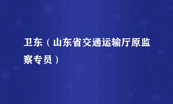 卫东（山东省交通运输厅原监察专员）