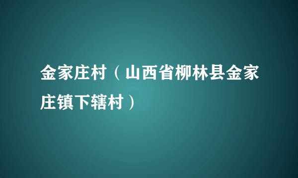 金家庄村（山西省柳林县金家庄镇下辖村）