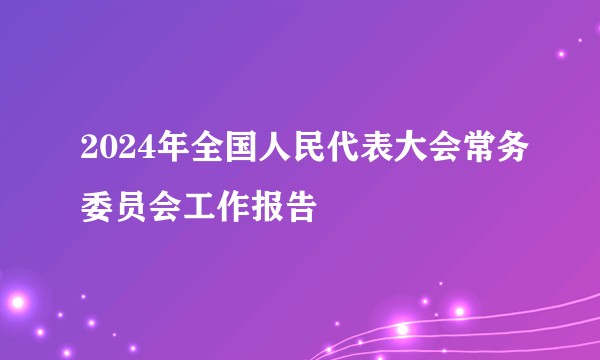 2024年全国人民代表大会常务委员会工作报告