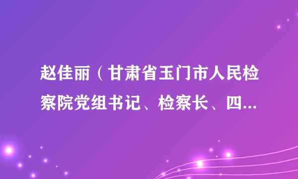 赵佳丽（甘肃省玉门市人民检察院党组书记、检察长、四级高级检察官）