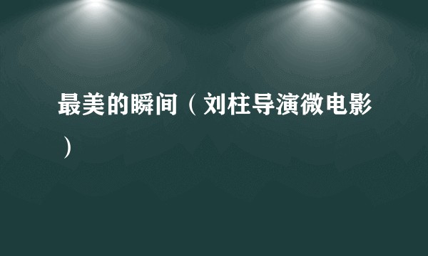 最美的瞬间（刘柱导演微电影）