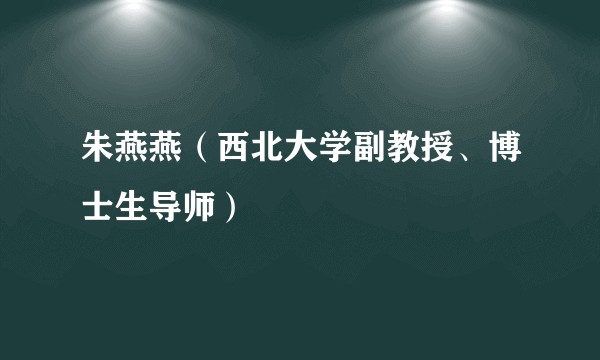 朱燕燕（西北大学副教授、博士生导师）
