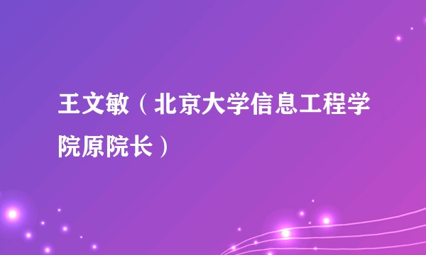 王文敏（北京大学信息工程学院原院长）