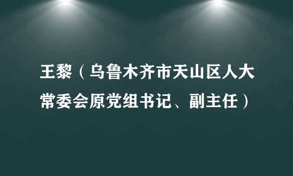 王黎（乌鲁木齐市天山区人大常委会原党组书记、副主任）