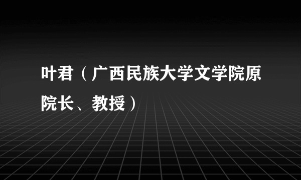 叶君（广西民族大学文学院原院长、教授）