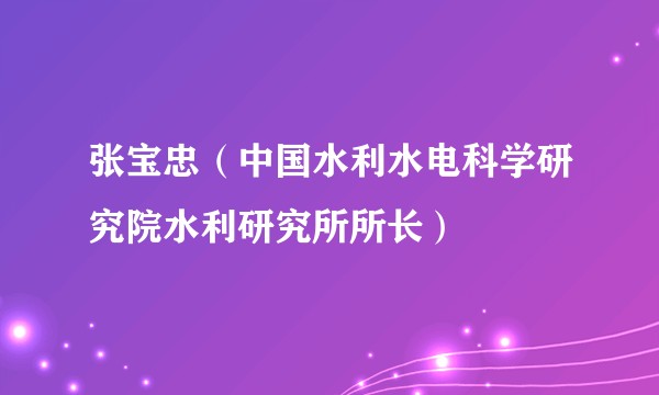 张宝忠（中国水利水电科学研究院水利研究所所长）