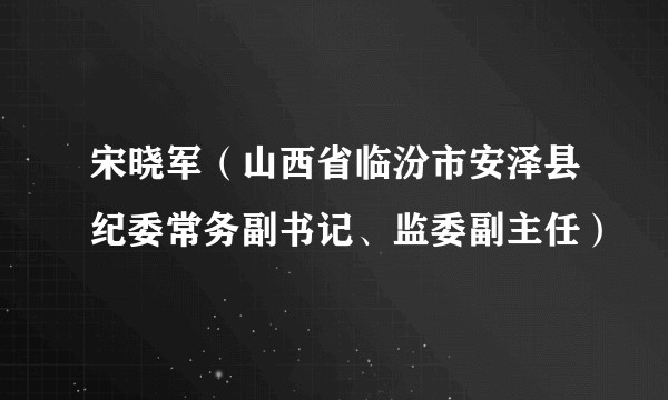 宋晓军（山西省临汾市安泽县纪委常务副书记、监委副主任）