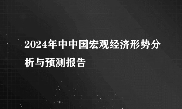 2024年中中国宏观经济形势分析与预测报告