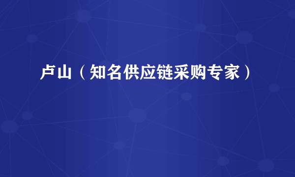 卢山（知名供应链采购专家）