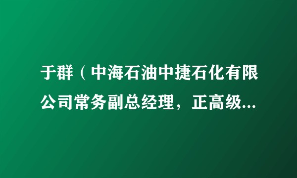于群（中海石油中捷石化有限公司常务副总经理，正高级工程师）