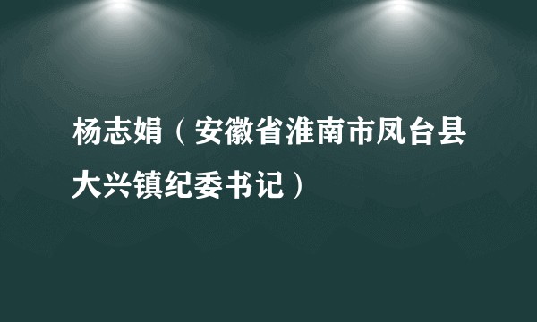 杨志娟（安徽省淮南市凤台县大兴镇纪委书记）