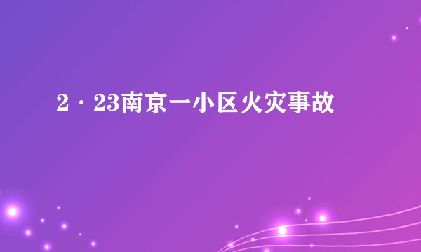 2·23南京一小区火灾事故