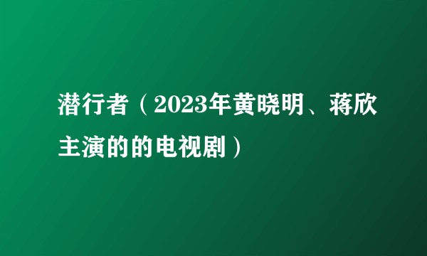 潜行者（2023年黄晓明、蒋欣主演的的电视剧）