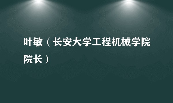 叶敏(长安大学工程机械学院院长)