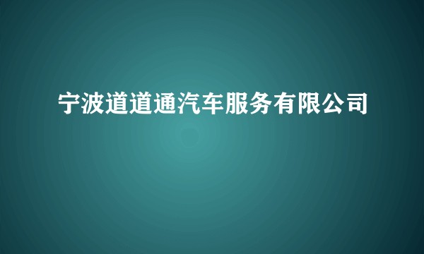 宁波道道通汽车服务有限公司