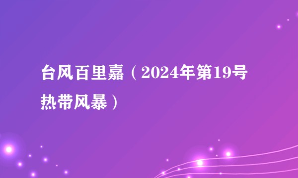 台风百里嘉（2024年第19号热带风暴）