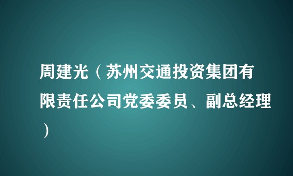 周建光(苏州交通投资集团有限责任公司党委委员、副总经理)