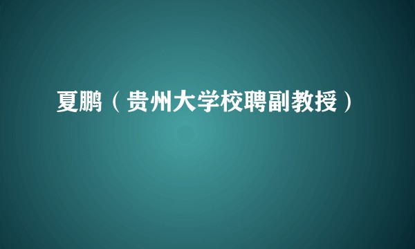 夏鹏（贵州大学校聘副教授）