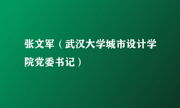 张文军（武汉大学城市设计学院党委书记）