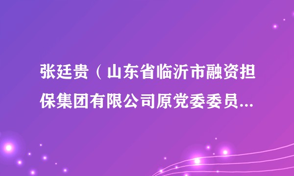 张廷贵（山东省临沂市融资担保集团有限公司原党委委员、监事会主席）