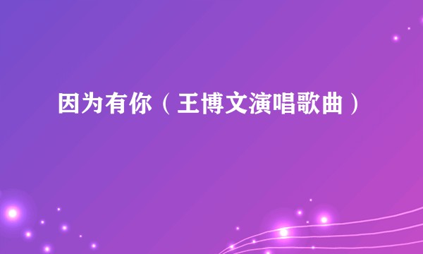 因为有你（王博文演唱歌曲）
